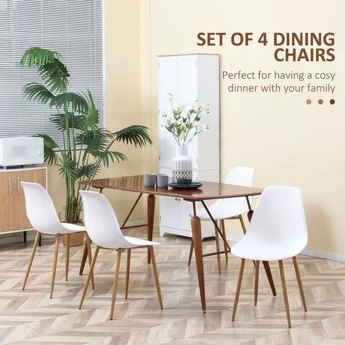 Dining Chairs Set of 4 w/ Curved Back, Metal Legs for Living Room White - Dining Chairs