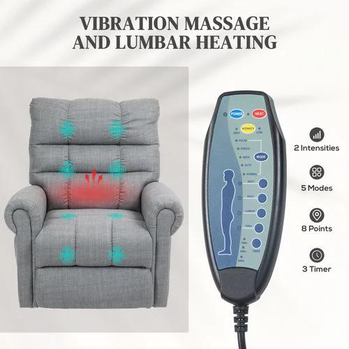 HOMCOM Power Lift Recliner Chair for Elderly with Massage and Heat Grey by HOMCOM