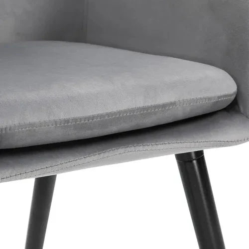 2 Pieces Modern Upholstered Fabric Bucket Seat Dining Room Armchairs - Grey