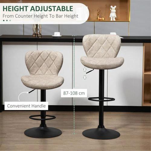 Stylish Adjustable Bar Stool Set with Faux Leather Upholstery and Swivel Seat for Modern Home or Office Use by N/A