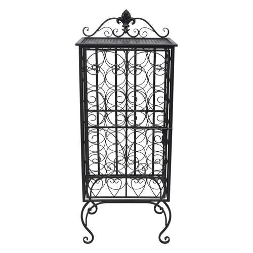 vidaXL Wrought Iron Wine Rack for 28 Bottles Elegant Design with Side Lock Door for Wine Enthusiasts - Wine Rack