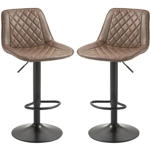 Adjustable Faux Leather Bar Stools with 360 Degree Swivel and Footrest for Stylish Home Dining by N/A