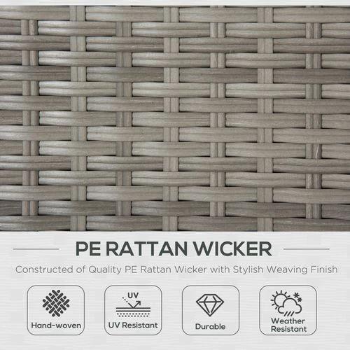 3 Pc PE Rattan Corner Sofa Set, w/ Tempered Glass Table-top & Soft Cushion Grey by Outsunny
