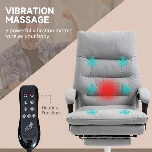 Vinsetto Microfibre Vibration Massage Office Chair with Heat, Footrest, Grey by Vinsetto