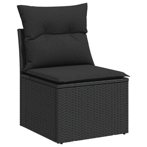 vidaXL 9 Piece Garden Sofa Set with Cushions Black Poly Rattan Acacia by vidaXL