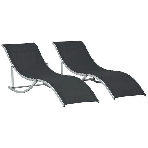 Outsunny Set of 2 Zero Gravity Lounge Chair Recliners Sun Lounger Black by Outsunny