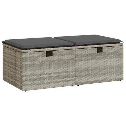 vidaXL 2 Piece Garden Sofa Set with Cushions Light Grey Poly Rattan Acacia by vidaXL