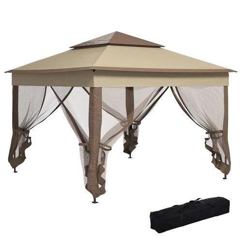 Gazebo, 325Lx325Wx295H cm-Khaki/Brown by Outsunny
