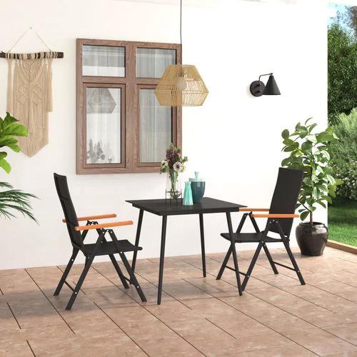 vidaXL Stylish 3 Piece Garden Dining Set with Weather-Resistant Chairs and Easy-Clean Glass Top for Outdoor Entertaining - Garden Set