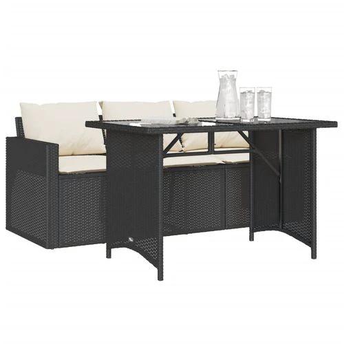 vidaXL 2 Piece Garden Dining Set with Cushions Black Poly Rattan by vidaXL