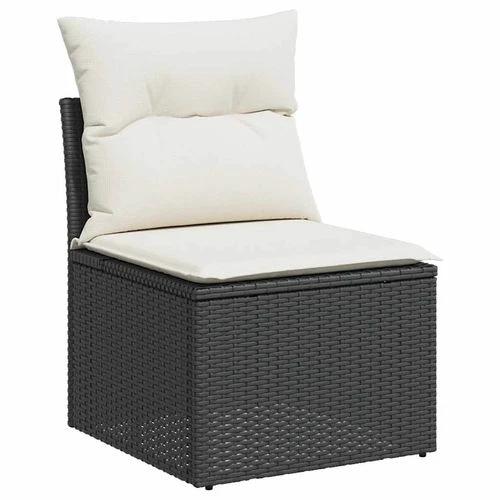 vidaXL vidaXL 4 Piece Garden Sofa Set with Cushions Black Poly Rattan Acacia - Garden Sofa Sets