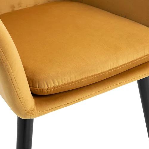 2 Pieces Modern Upholstered Fabric Bucket Seat Dining Room Armchairs - Yellow by HOMCOM