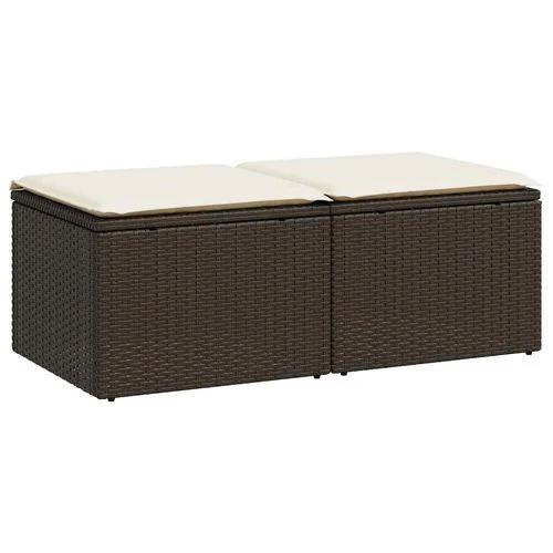 vidaXL vidaXL 2 Piece Garden Sofa Set with Cushions Brown Poly Rattan Acacia - Garden Sofa Sets