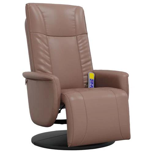 vidaXL vidaXL Massage Recliner Chair with Footrest 36 Inch Brown Faux Leather and Vibration Function for Ultimate Relaxation - Recliner