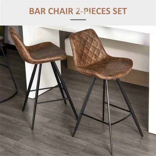 N/A Vintage-Inspired Bar Stools Set of Two 71cm Seat Height Retro Microfibre Upholstery for Kitchen and Dining Use -