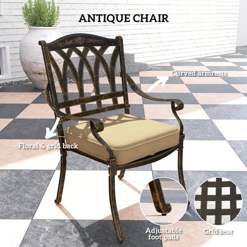 Elegant Nine-Piece Outdoor Dining Set with Cushions and Parasol Hole for Entertaining Guests by Outsunny