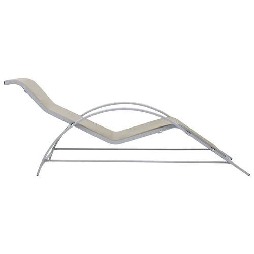 vidaXL Sun Loungers 2 pcs with Table Aluminium Cream - Sun Lounger