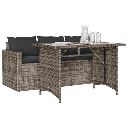 vidaXL 2 Piece Garden Dining Set with Cushions Grey Poly Rattan by vidaXL