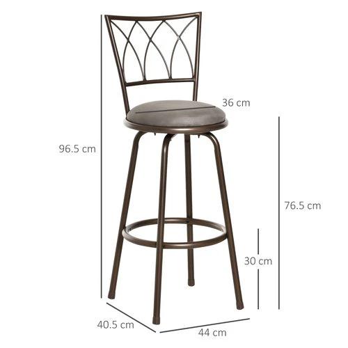 Set of 2 Bar Chairs Swivel Armless Upholstered Metal Frame Barstools - Bar Stool