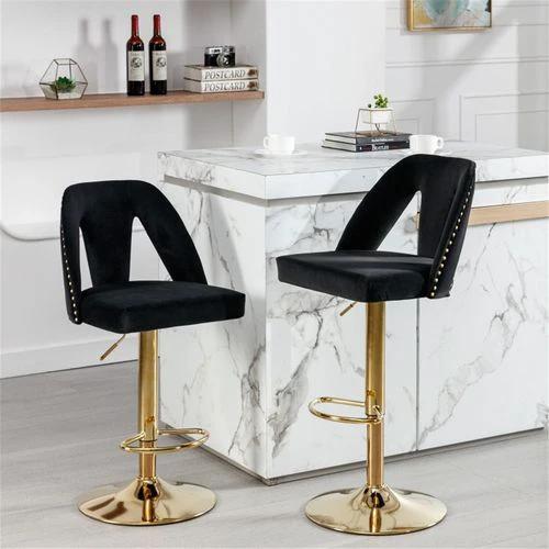 N/A Elegant Velvet Bar Stool with Adjustable Height and 360 Degree Rotation for Stylish Home or Office Use - Bar Stool