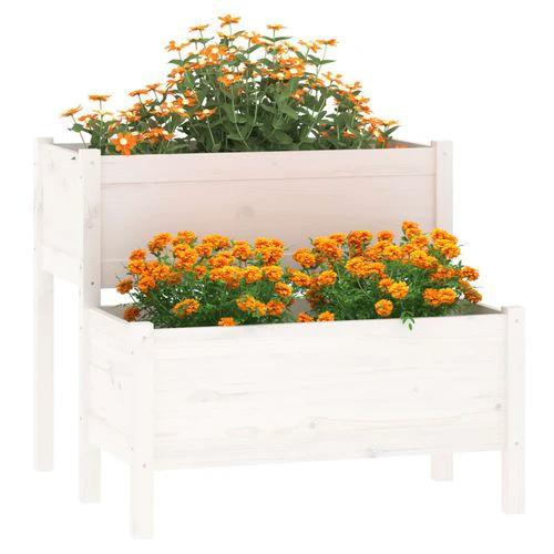 Planter White 84.5x84x75 cm Solid Wood Pine by vidaXL