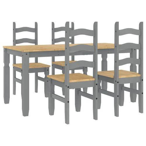 vidaXL 5 Piece Dining Set Panama Grey Solid Wood Pine by vidaXL