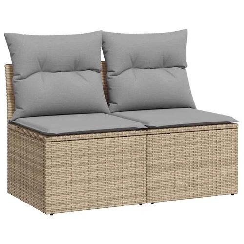 vidaXL 4 Piece Garden Sofa Set with Cushions Beige Poly Rattan Acacia by vidaXL