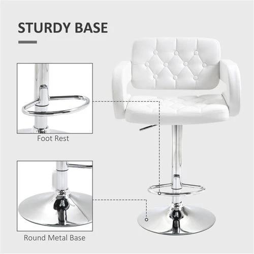Adjustable Faux Leather Bar Stool with 63.5 to 83.5cm Height and 360° Swivel for Stylish Home or Office Use by N/A
