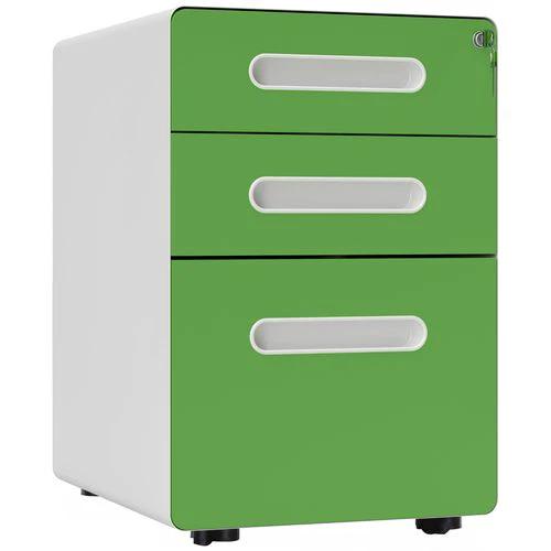 Vinsetto 3 Drawer Modern Steel Filing Cabinet w/ 4 Wheels Lock Box by Vinsetto