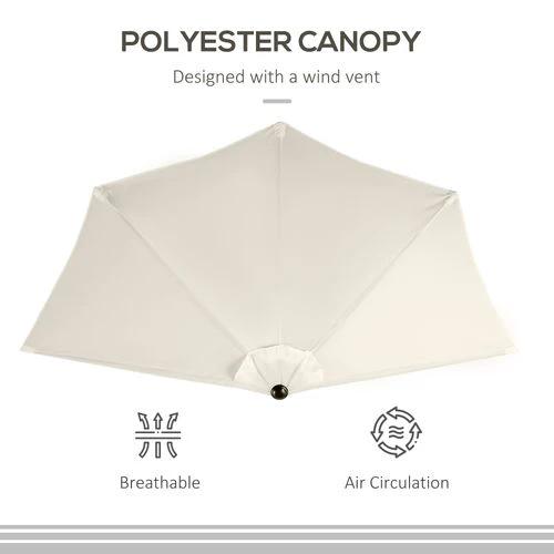 Outsunny Outsunny 3 m Half Round Umbrella Parasol-White - Parasol