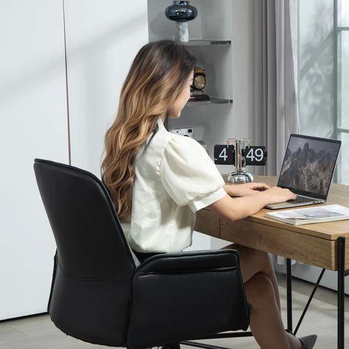 HOMCOM Office Chair, Linen Desk Chair with Adjustable Height Grey by HOMCOM