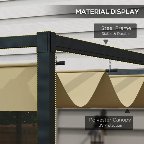 Outsunny 4x3 Meter Metal Pergola Gazebo with Retractable Canopy and UV Protection for Outdoor Gatherings by Outsunny