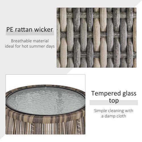 3 PCS Webbed PE Rattan Outdoor Patio Set w/ Cushions Steel Frame Grey Outsunny by Unbranded