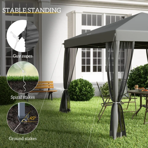 Heavy Duty Pop Up Gazebo 3 x 3m with Removable Mesh Sidewalls for Outdoor Events and Parties by Outsunny