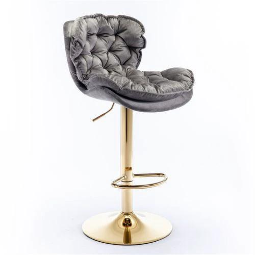 Luxurious Velvet Bar Stool with Adjustable Height and 360° Rotatable Seat for Stylish Home Entertaining by N/A