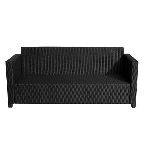 3 Seater Rattan Garden Sofa Black Outdoor Patio Wicker Weave Furniture Chair by Outsunny