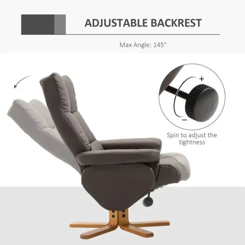 Faux Leather Recliner Chair with Ottoman Footrest Storage Space Brown by Unbranded