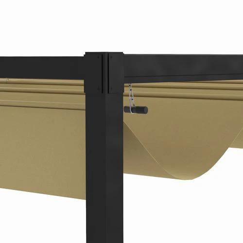Outsunny 3x2m Metal Pergola Gazebo Patio Sun Shelter Retractable Canopy Khaki by Outsunny
