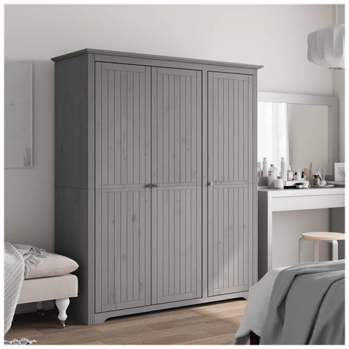 vidaXL vidaXL Wardrobe BODO Grey 151.5x52x176.5 cm Solid Wood Pine - Wardrobe