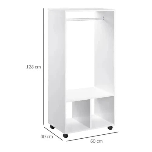 Unbranded Open Wardrobe Clothes Rail Bedroom Clothes Storage w/ Hanging Rod Shelves White - Wardrobe