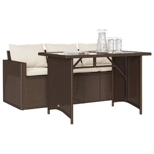 vidaXL vidaXL 2 Piece Garden Dining Set with Cushions Brown Poly Rattan - Garden Set