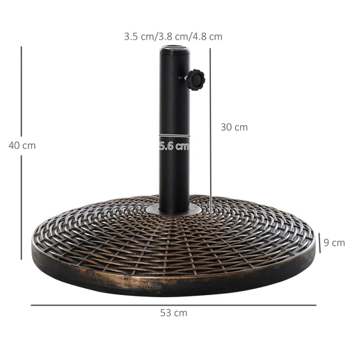 Outsunny Patio Weighted Umbrella Base 25kg Bronze Rattan Finish for Outdoor Parasol Stability by Outsunny