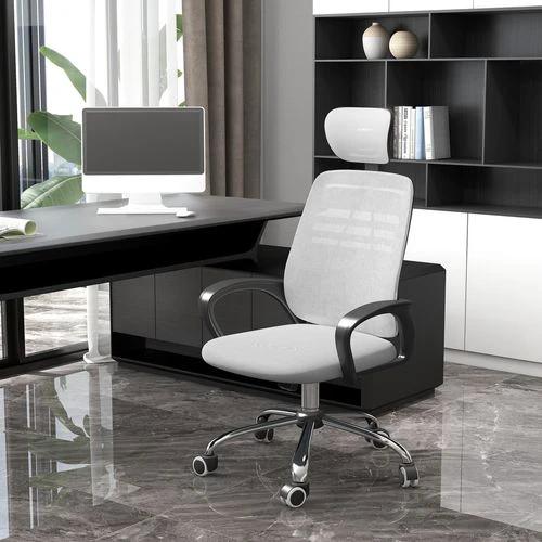 Vinsetto Mesh Office Chair, Computer Chair with Rotatable Headrest, Grey by Vinsetto