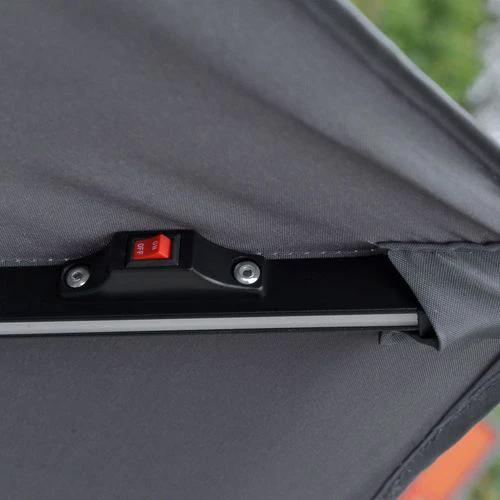 Outsunny 3(m) Cantilever Parasol Hanging Banana Umbrella w/ lights, Grey by Outsunny