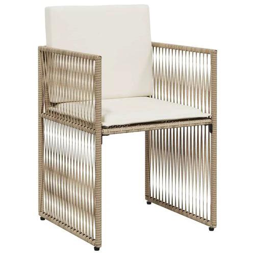 vidaXL 7 Piece Garden Dining Set with Cushions Beige Poly Rattan by vidaXL