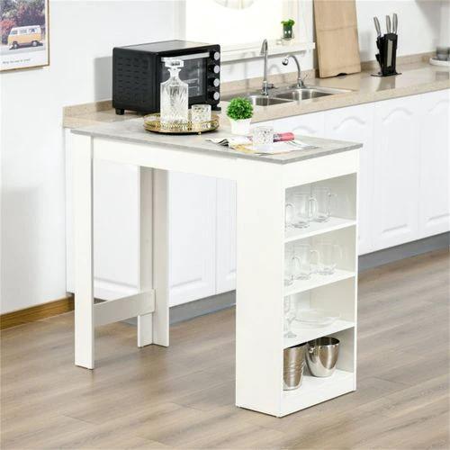 Compact Dual-Function Coffee Table Bar Table with Wood-Effect Top and Storage Shelves for Small Apartments by N/A
