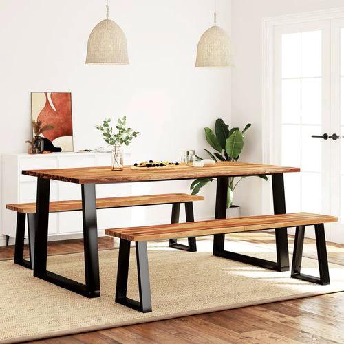 vidaXL vidaXL 3 Piece Dining Set with Live Edge Solid Wood Acacia - Dining Set