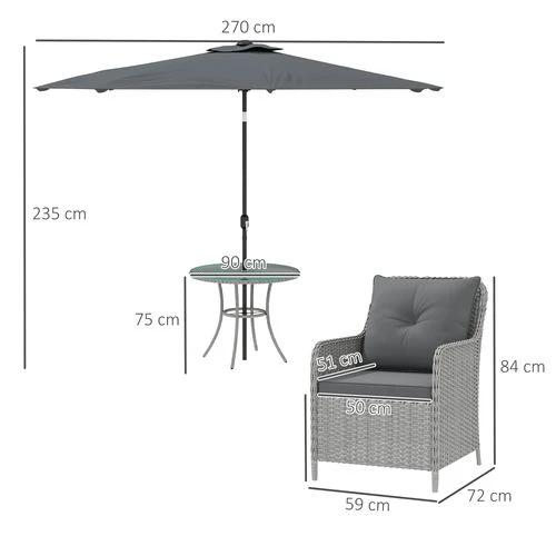 Outsunny Outsunny Six-Piece Rattan Garden Dining Set With Parasol And Cushions For Outdoor Entertaining - Garden Set