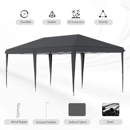 3 x 6 m Pop Up Gazebo Patio Party Event Heavy Duty Canopy Black by Outsunny