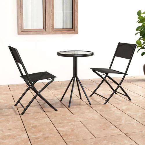 vidaXL vidaXL 3 Piece Bistro Set Steel Black - Bistro Sets